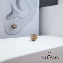 Load image into Gallery viewer, Sterling silver natural gemstone stud earrings contains a sparkling piece of Cubic Zirconia. Very light and hypo-allergenic, 6mm or 8mm beads. Agate
