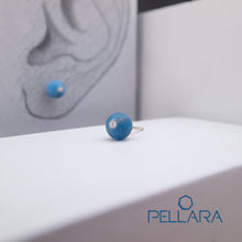 Load image into Gallery viewer, Sterling silver natural gemstone stud earrings contains a sparkling piece of Cubic Zirconia. Very light and hypo-allergenic, 6mm or 8mm beads. Apatite