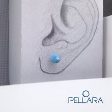 Load image into Gallery viewer, Sterling silver natural gemstone stud earrings contains a sparkling piece of Cubic Zirconia. Very light and hypo-allergenic, 6mm or 8mm beads. Apatite