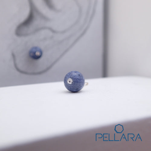 Sterling silver natural gemstone stud earrings contains a sparkling piece of Cubic Zirconia. Very light and hypo-allergenic, 6mm or 8mm beads. Blue Coral