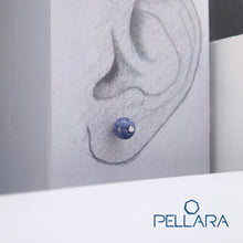 Load image into Gallery viewer, Sterling silver natural gemstone stud earrings contains a sparkling piece of Cubic Zirconia. Very light and hypo-allergenic, 6mm or 8mm beads. Blue Coral