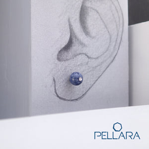 Sterling silver natural gemstone stud earrings contains a sparkling piece of Cubic Zirconia. Very light and hypo-allergenic, 6mm or 8mm beads. Blue Coral