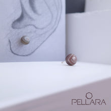Load image into Gallery viewer, Sterling silver natural gemstone stud earrings contains a sparkling piece of Cubic Zirconia. Very light and hypo-allergenic, 6mm or 8mm beads. Agate