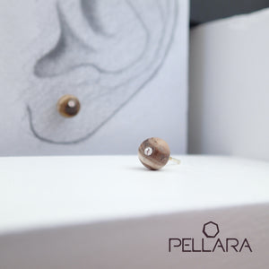 Sterling silver natural gemstone stud earrings contains a sparkling piece of Cubic Zirconia. Very light and hypo-allergenic, 6mm or 8mm beads. Jasper