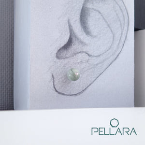 Sterling silver natural gemstone stud earrings contains a sparkling piece of Cubic Zirconia. Very light and hypo-allergenic, 6mm or 8mm beads. Jade