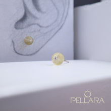 Load image into Gallery viewer, Sterling silver natural gemstone stud earrings contains a sparkling piece of Cubic Zirconia. Very light and hypo-allergenic, 6mm or 8mm beads. Citrine