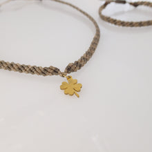 Load image into Gallery viewer, Pale brown macrame jewellery set, Necklace and bracelet, golden plated stainless steel or Sterling silver pendant. Adjustable, Handmade