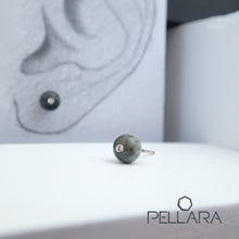 Load image into Gallery viewer, Sterling silver natural gemstone stud earrings contains a sparkling piece of Cubic Zirconia. Very light and hypo-allergenic, 6mm or 8mm beads. Tiger Eye Family