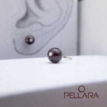 Load image into Gallery viewer, Sterling silver natural gemstone stud earrings contains a sparkling piece of Cubic Zirconia. Very light and hypo-allergenic, 6mm or 8mm beads. Garnet