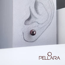 Load image into Gallery viewer, Sterling silver natural gemstone stud earrings contains a sparkling piece of Cubic Zirconia. Very light and hypo-allergenic, 6mm or 8mm beads. Garnet