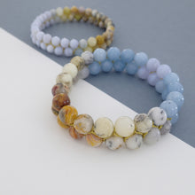 Load image into Gallery viewer, Gemstone bracelet by Pellara, inspired by nature. Infinite fields, made of Agate by beads &amp; other crystals  8 or 6 mm 