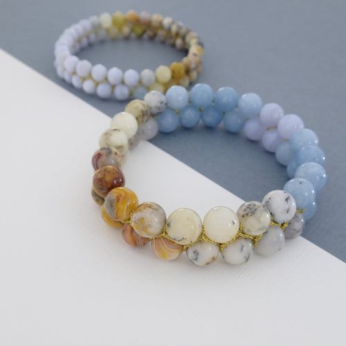Gemstone bracelet by Pellara, inspired by nature. Infinite fields, made of Agate by beads & other crystals  8 or 6 mm 