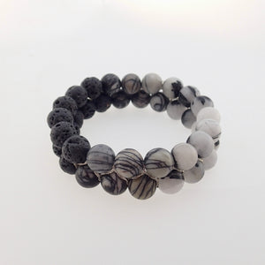Gemstone bracelet by Pellara, Yin & Yang, The Crown, heart, Solar Plexus & base chakras, Aromatherapy bracelet