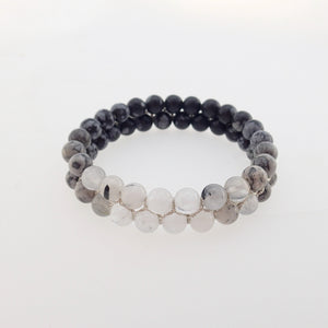 Gemstone bracelet by Pellara, Yin & Yang, The Crown, heart, Solar Plexus & base chakras,