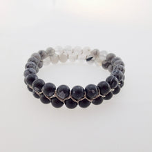 Load image into Gallery viewer, Gemstone bracelet by Pellara, Yin &amp; Yang, The Crown, heart, Solar Plexus &amp; base chakras,