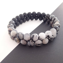 Load image into Gallery viewer, Gemstone Jewellery set by Pellara, Yin &amp; Yang, The Crown, heart, Solar Plexus &amp; base chakras, Aromatherapy necklace 