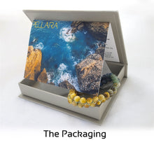 Load image into Gallery viewer, Gift packae for gemstone bracelet by Pellara, inspired by stormy sea. attraction, made of azurite malachite, Tiger’s eye &amp; Indian Jade. 