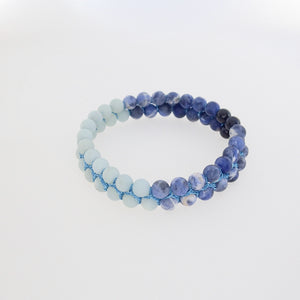Gemstone bracelet by Pellara, inspired by Blue Jay, made of Amazonite, Sodalite, Blue Tiger eye. Aries, Scorpio, Gemini, Pisces & Leo zodiacs.