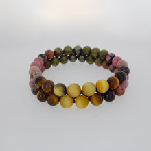 Load image into Gallery viewer, Coral Reef Gemstone bracelet by Pellara, shows colour combination of corals, Chakra stone for Crown, Third eye, Heart, Navel and Sacral.