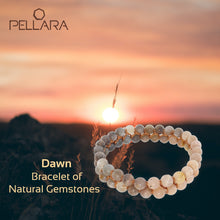 Load image into Gallery viewer, Gemstone bracelet, Dawn, by Pellara. Made of Sunstone and Moonstone. Birthstone gift for Cancer zodiac. The Crown and sacral chakra.