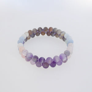 Gemstone bracelet, Essence of Memory by Pellara. Made of Agate, Amethyst and Beryl. Birthstone gift for Aries, Leo, Virgo and Pisces zodiacs. 