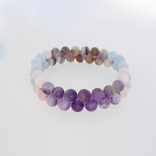 Load image into Gallery viewer, Gemstone bracelet, Essence of Memory by Pellara. Made of Agate, Amethyst and Beryl. Birthstone gift for Aries, Leo, Virgo and Pisces zodiacs.