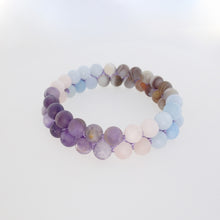 Load image into Gallery viewer, Gemstone bracelet, Essence of Memory by Pellara. Made of Agate, Amethyst and Beryl. Birthstone gift for Aries, Leo, Virgo and Pisces zodiacs. 