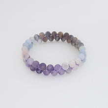 Load image into Gallery viewer, Gemstone bracelet, Essence of Memory by Pellara. Made of Agate, Amethyst and Beryl. Birthstone gift for Aries, Leo, Virgo and Pisces zodiacs. 
