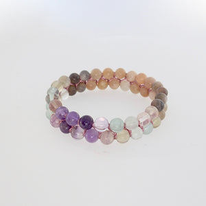 Gemstone bracelet, Eyes of Green by Pellara. Made of Sunstone, Moonstone & Flourite. Birthstone gift for Cancer, Capricorn & Pisces zodiacs.