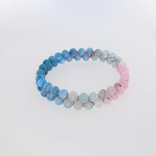 Load image into Gallery viewer, Gemstone Bracelet, Flowing in the deep by Pellara. Made of Apatite, Larimar, Morganite &amp; Jasper. 6mm &amp; 8mm