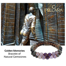 Load image into Gallery viewer, Gemstone Jewellery Set, Golden memories by Pellara. Made of Pyrite, Bronzite, Cat’s Eye, Hawk’s eye, Labradorite, Amethyst &amp; silver