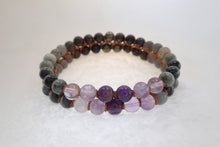 Load image into Gallery viewer, Made of Pyrite, Bronzite, Cat’s Eye, Hawk’s eye, Labradorite, Amethyst &amp; silver. Birthstone gift for Aries, Taurus, Gemini, Capricorn, Leo &amp; Pisces zodiacs