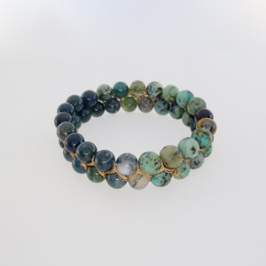 Gemstone Bracelet, Happy prince by Pellara. Made of Agate, Turquoise & Tiger Eye. The Crown, Heart, Sacral & Navel chakras.