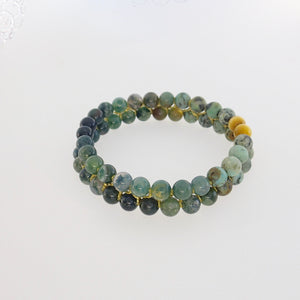 Gemstone Bracelet, Happy prince by Pellara. Made of Agate, Turquoise & Tiger Eye. The Crown, Heart, Sacral & Navel chakras.