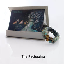 Load image into Gallery viewer, Gift package of Gemstone Bracelet, Happy prince by Pellara. Made of Agate, Turquoise &amp; Tiger Eye. Birthstone gift for Leo, Virgo, Scorpio &amp; Gemini zodiacs.