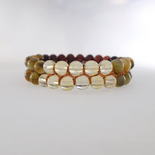 Load image into Gallery viewer, Chakra gemstone bracelet for The Solar Plexus (Navel) Chakra, designed by Pellara. Made in Canada. Contains BloodStone, Citrine and Tiger Eye crystals. 