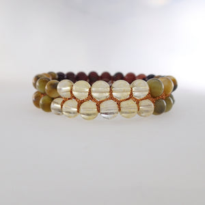 Chakra gemstone bracelet for The Solar Plexus (Navel) Chakra, designed by Pellara. Made in Canada. Contains BloodStone, Citrine and Tiger Eye crystals. 