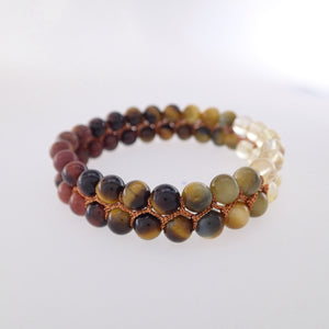 Chakra gemstone bracelet for The Solar Plexus (Navel) Chakra, designed by Pellara. Made in Canada. Contains BloodStone, Citrine and Tiger Eye crystals. 