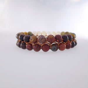 Chakra gemstone bracelet for The Solar Plexus (Navel) Chakra, designed by Pellara. Made in Canada. Contains BloodStone, Citrine and Tiger Eye crystals. 