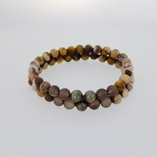 Load image into Gallery viewer, Gemstone jewellery set by Pellara, Oasis, made of Pyrite, Smoky Quartz, Jasper &amp; Tiger eye. Leo, Virgo, Scorpio, Sagittarius, Capricorn &amp; Gemini zodiacs.