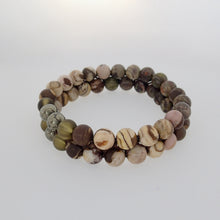 Load image into Gallery viewer, Gemstone bracelet by Pellara, Oasis, made of Pyrite, Smoky Quartz, Jasper &amp; Tiger eye. 6, 8 &amp; 10mm. The Crown, Third eye, Sacral &amp; Navel chakra, Aromatherapy
