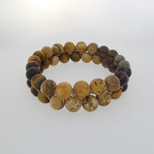 Load image into Gallery viewer, Gemstone bracelet by Pellara, Oasis, made of Pyrite, Smoky Quartz, Jasper &amp; Tiger eye. 6, 8 &amp; 10mm. The Crown, Third eye, Sacral &amp; Navel chakra, Aromatherapy