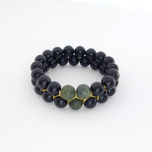 Gemstone bracelet, Shades of Black by Pellara. Made of Jade, Obsidian, Agate & onyx. Birthstone gift for Scorpio, Leo, Virgo, Taurus, Libra & Capricorn zodiacs
