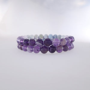 Chakra gemstone bracelet for The Throat Chakra, designed by Pellara. Made in Canada. Birthstone gift for Aquarius, Sagittarius, Aries, Scorpio, Taurus & pisces zodiacs.