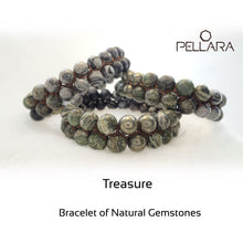 Load image into Gallery viewer, Gemstone bracelet by Pellara, treasure. Scorpio, Leo, Virgo &amp; Aries zodiac. Chakra stone for The Crown, Heart, Solar plexus &amp; root.