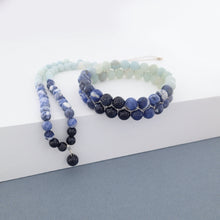 Load image into Gallery viewer,  Blue Jay, Gemstone bracelet by Pellara, made of Amazonite, Sodalite, Blue Tiger eye. . Third eye, Throat and Heart chakra