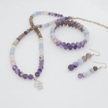 Load image into Gallery viewer, Gemstone Jewellery set, Essence of Memory by Pellara. Made of Silver, Agate, Amethyst and Beryl. Birthstone gift for Aries, Leo, Virgo and Pisces zodiacs