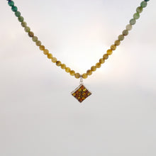 Load image into Gallery viewer, Gemstone necklace, jewellery set by Pellara, inspired by stormy sea. attraction, made of azurite malachite, Tiger’s eye, amber &amp; Indian Jade
