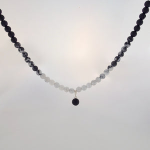 Gemstone Jewellery set by Pellara, Yin & Yang, The Crown, heart, Solar Plexus & base chakras, Aromatherapy necklace 