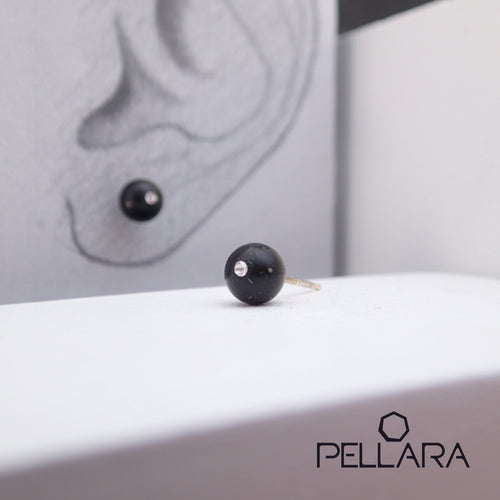 Sterling silver natural gemstone stud earrings contains a sparkling piece of Cubic Zirconia. Very light and hypo-allergenic, 6mm or 8mm beads. Obsidian Family